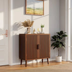 Brown Sideboard Storage Cabinet 30-32" Wide - Modern Buffet Table with Tapered Legs, MDF Wood, Easy Assembly