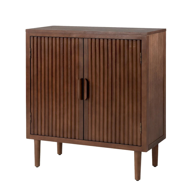 Brown Sideboard Storage Cabinet 30-32" Wide - Modern Buffet Table with Tapered Legs, MDF Wood, Easy Assembly