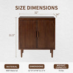 Brown Sideboard Storage Cabinet 30-32" Wide - Modern Buffet Table with Tapered Legs, MDF Wood, Easy Assembly