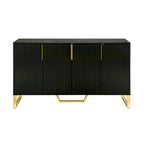 60" Modern Sideboard Kitchen Cabinet with 4 Doors, Adjustable Shelves, Marble Top, Gold Metal Legs - White Storage Buffet