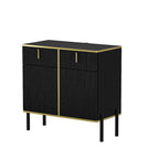 Modern Sideboard Storage Cabinet with Golden Metal Legs - Buffet Credenza for Kitchen Dining Living Room - Particle Board