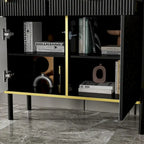 Modern Sideboard Storage Cabinet with Golden Metal Legs - Buffet Credenza for Kitchen Dining Living Room - Particle Board