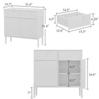 Modern Sideboard Storage Cabinet with Golden Metal Legs - Buffet Credenza for Kitchen Dining Living Room - Particle Board