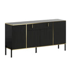 Modern Sideboard Storage Cabinet with Golden Metal Legs - Buffet Credenza for Kitchen Dining Living Room - Particle Board