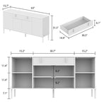 Modern Sideboard Storage Cabinet with Golden Metal Legs - Buffet Credenza for Kitchen Dining Living Room - Particle Board