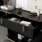 Modern Sideboard Storage Cabinet with Golden Metal Legs - Buffet Credenza for Kitchen Dining Living Room - Particle Board