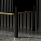 Modern Sideboard Storage Cabinet with Golden Metal Legs - Buffet Credenza for Kitchen Dining Living Room - Particle Board
