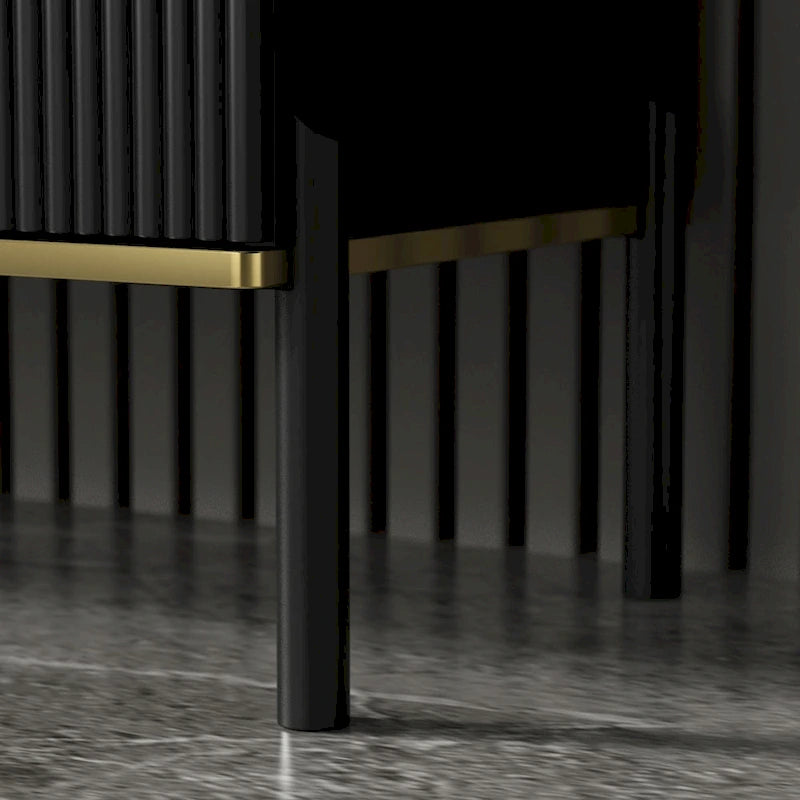 Modern Sideboard Storage Cabinet with Golden Metal Legs - Buffet Credenza for Kitchen Dining Living Room - Particle Board