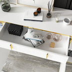 Modern Sideboard Storage Cabinet with Golden Metal Legs - Buffet Credenza for Kitchen Dining Living Room - Particle Board