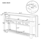 62-Inch Farmhouse Console Table with 4 Drawers, 2 Shelves, MDF Pine Wood for Entryway Living Room