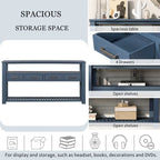 62-Inch Farmhouse Console Table with 4 Drawers, 2 Shelves, MDF Pine Wood for Entryway Living Room
