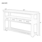 62-Inch Farmhouse Console Table with 4 Drawers, 2 Shelves, MDF Pine Wood for Entryway Living Room
