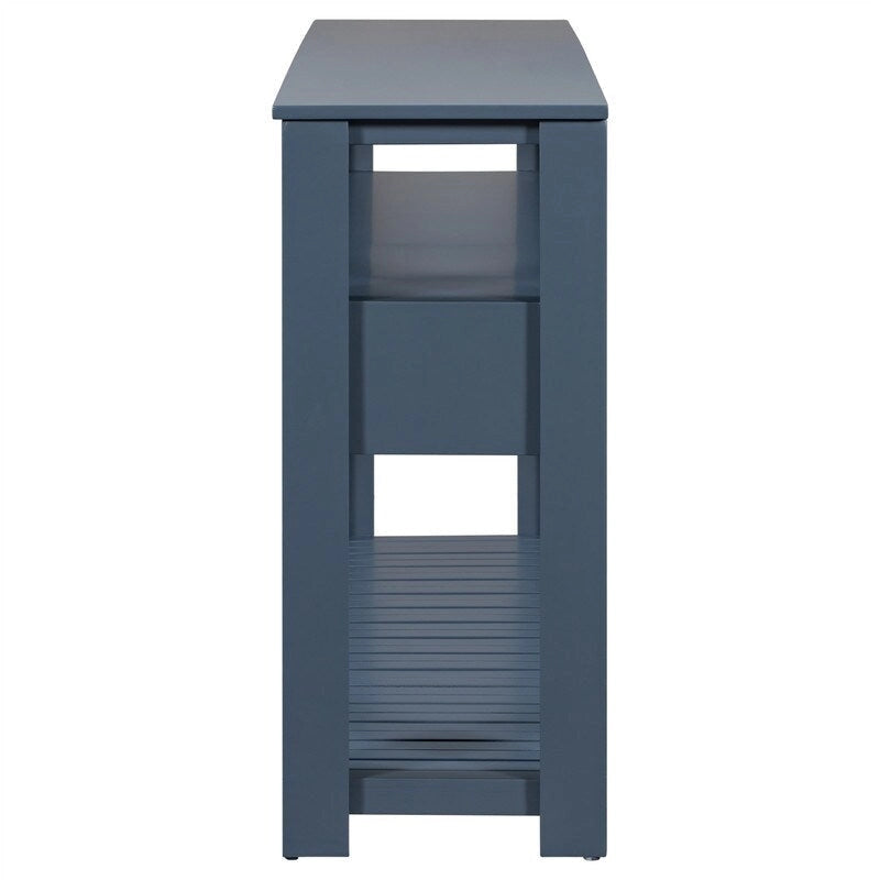 62-Inch Farmhouse Console Table with 4 Drawers, 2 Shelves, MDF Pine Wood for Entryway Living Room