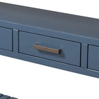62-Inch Farmhouse Console Table with 4 Drawers, 2 Shelves, MDF Pine Wood for Entryway Living Room