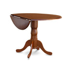 42" Round Pedestal Dining Table with Drop Leaf - Solid Rubberwood Mid-Century Modern
