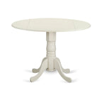 42" Round Pedestal Dining Table with Drop Leaf - Solid Rubberwood Mid-Century Modern