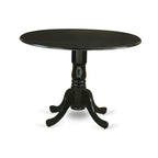42" Round Pedestal Dining Table with Drop Leaf - Solid Rubberwood Mid-Century Modern