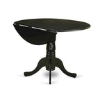 42" Round Pedestal Dining Table with Drop Leaf - Solid Rubberwood Mid-Century Modern