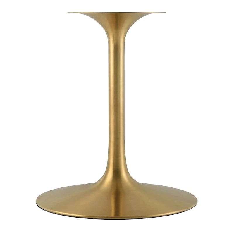 Modern Tulip Style Steel Table Base with Brushed Brass Finish, Adjustable Glides for Dining Room