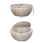37" Round Mango Wood Coffee Table with Storage - Drum Shape White Washed Finish