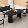 72" Oval Dining Table with Double Pedestal Base - Solid Wood Black Finish