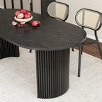 72" Oval Dining Table with Double Pedestal Base - Solid Wood Black Finish