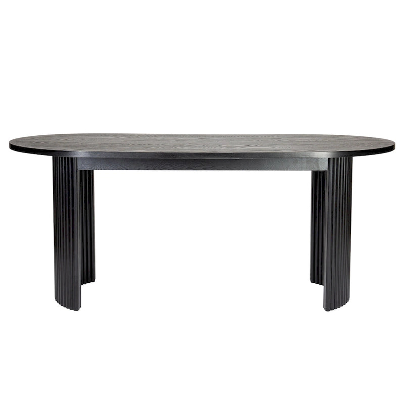 72" Oval Dining Table with Double Pedestal Base - Solid Wood Black Finish