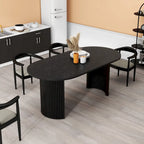72" Oval Dining Table with Double Pedestal Base - Solid Wood Black Finish