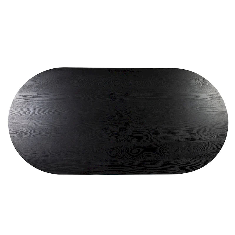 72" Oval Dining Table with Double Pedestal Base - Solid Wood Black Finish