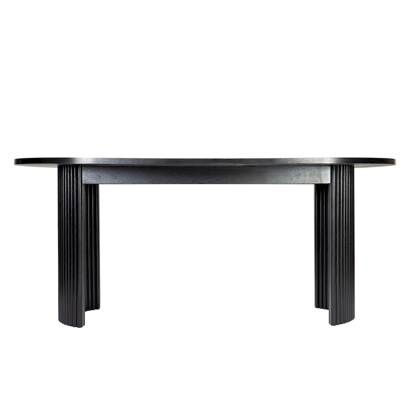 72" Oval Dining Table with Double Pedestal Base - Solid Wood Black Finish