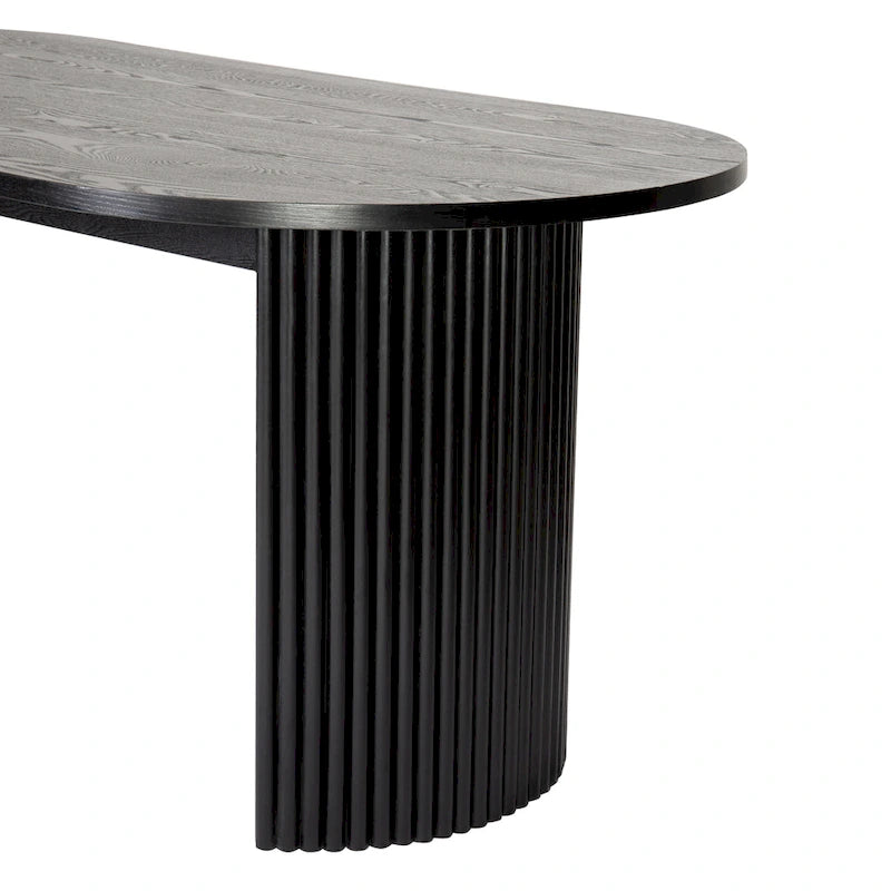 72" Oval Dining Table with Double Pedestal Base - Solid Wood Black Finish