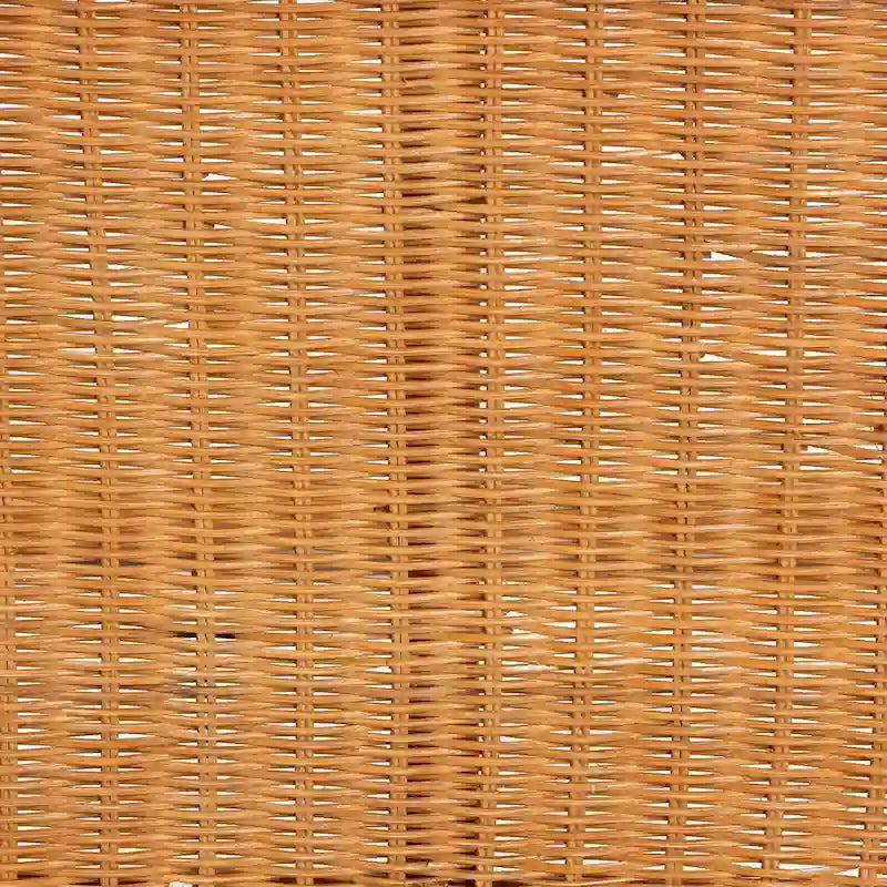 42-Inch Modern Bohemian Natural Rattan Console Table with Half-Moon Top, Scalloped Details for Entryway