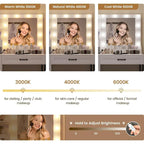 Vanity Desk with 10 LED Lighted Mirror, Bench, Charging Station, Glass Top, Drawers & Cabinet - Makeup Dressing Table Set