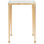 14" Square Antique Gold Leaf End Table - Iron Metal Side Table 21" Height