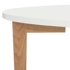 Mid-Century Oval Coffee Table White Natural Wood 2-Tier Storage 51.2"W x 27.6"D x 17.7"H