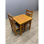 Mission Oak Dining Table Set with 2 Self-Storing Leaves & 4 Leather Chairs - Dark Walnut Finish - Extendable Kitchen Table