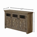 53" Farmhouse Buffet Sideboard Cabinet with 3 Doors, Espresso Wood Storage for Dining Room, Kitchen, Coffee Bar