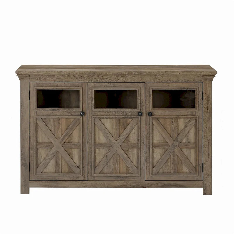 53" Farmhouse Buffet Sideboard Cabinet with 3 Doors, Espresso Wood Storage for Dining Room, Kitchen, Coffee Bar