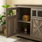 53" Farmhouse Buffet Sideboard Cabinet with 3 Doors, Espresso Wood Storage for Dining Room, Kitchen, Coffee Bar