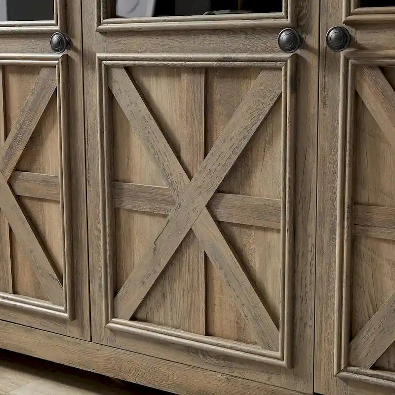 53" Farmhouse Buffet Sideboard Cabinet with 3 Doors, Espresso Wood Storage for Dining Room, Kitchen, Coffee Bar