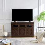53" Farmhouse Buffet Sideboard Cabinet with 3 Doors, Espresso Wood Storage for Dining Room, Kitchen, Coffee Bar