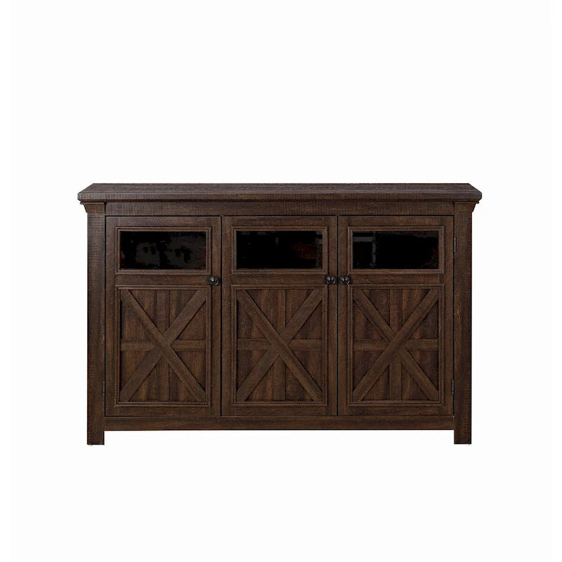 53" Farmhouse Buffet Sideboard Cabinet with 3 Doors, Espresso Wood Storage for Dining Room, Kitchen, Coffee Bar