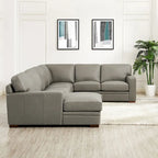 136" Top Grain Leather Sectional Sofa with Left-Facing Chaise - 4 Piece Modern Set