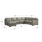 136" Top Grain Leather Sectional Sofa with Left-Facing Chaise - 4 Piece Modern Set