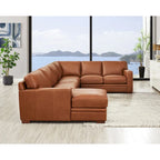 136" Top Grain Leather Sectional Sofa with Left-Facing Chaise - 4 Piece Modern Set