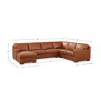 136" Top Grain Leather Sectional Sofa with Left-Facing Chaise - 4 Piece Modern Set