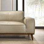 Mid-Century Modern Genuine Leather Sectional Sofa with High-Density Foam, Removable Legs for Living Room