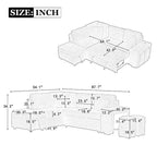 88-Inch Convertible Sectional Sleeper Sofa Bed with Storage Ottoman, USB Ports, Chenille Fabric for Living Room