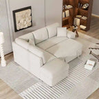 88-Inch Convertible Sectional Sleeper Sofa Bed with Storage Ottoman, USB Ports, Chenille Fabric for Living Room