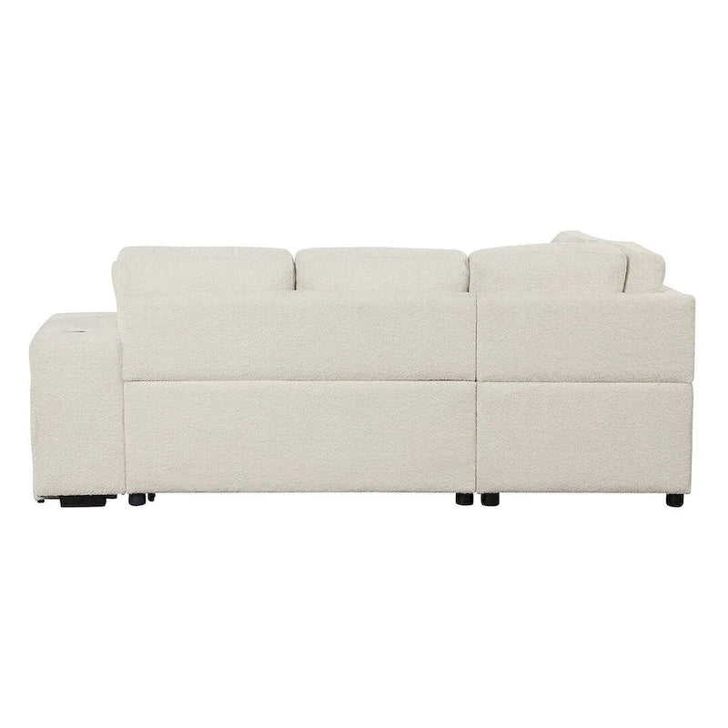 88-Inch Convertible Sectional Sleeper Sofa Bed with Storage Ottoman, USB Ports, Chenille Fabric for Living Room